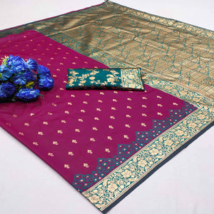 Dark Purple Cotton Silk Saree with Intricate Zari Weaving