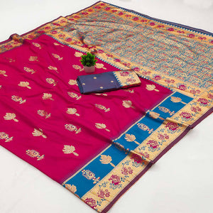 Pink Cotton Silk Saree with Exquisite Zari Weaving