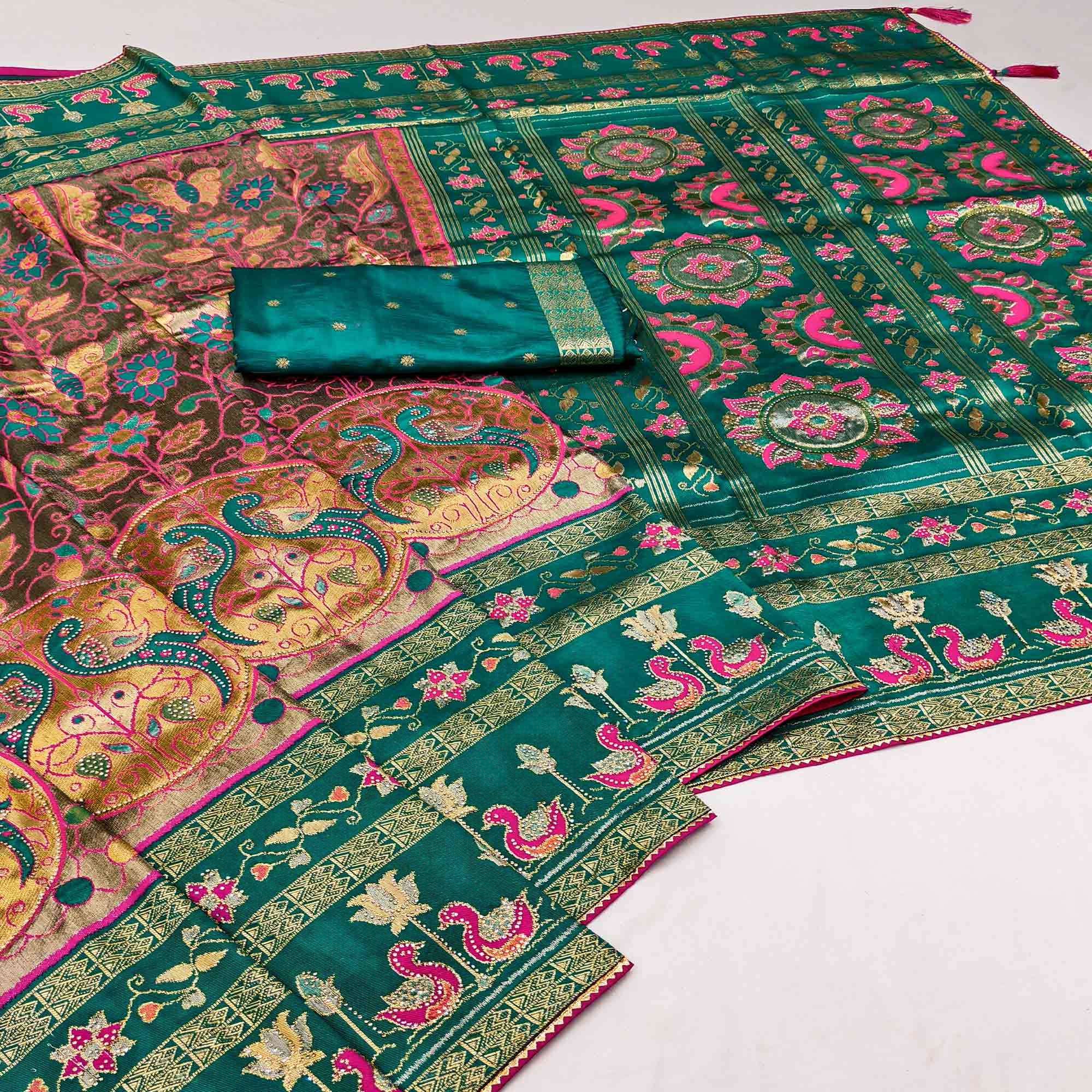 Beige Cotton Silk Saree Adorned with Elegant Swarovski Work and Fine Woven Detailing