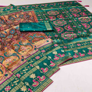 Beige Cotton Silk Saree Adorned with Elegant Swarovski Work and Fine Woven Detailing