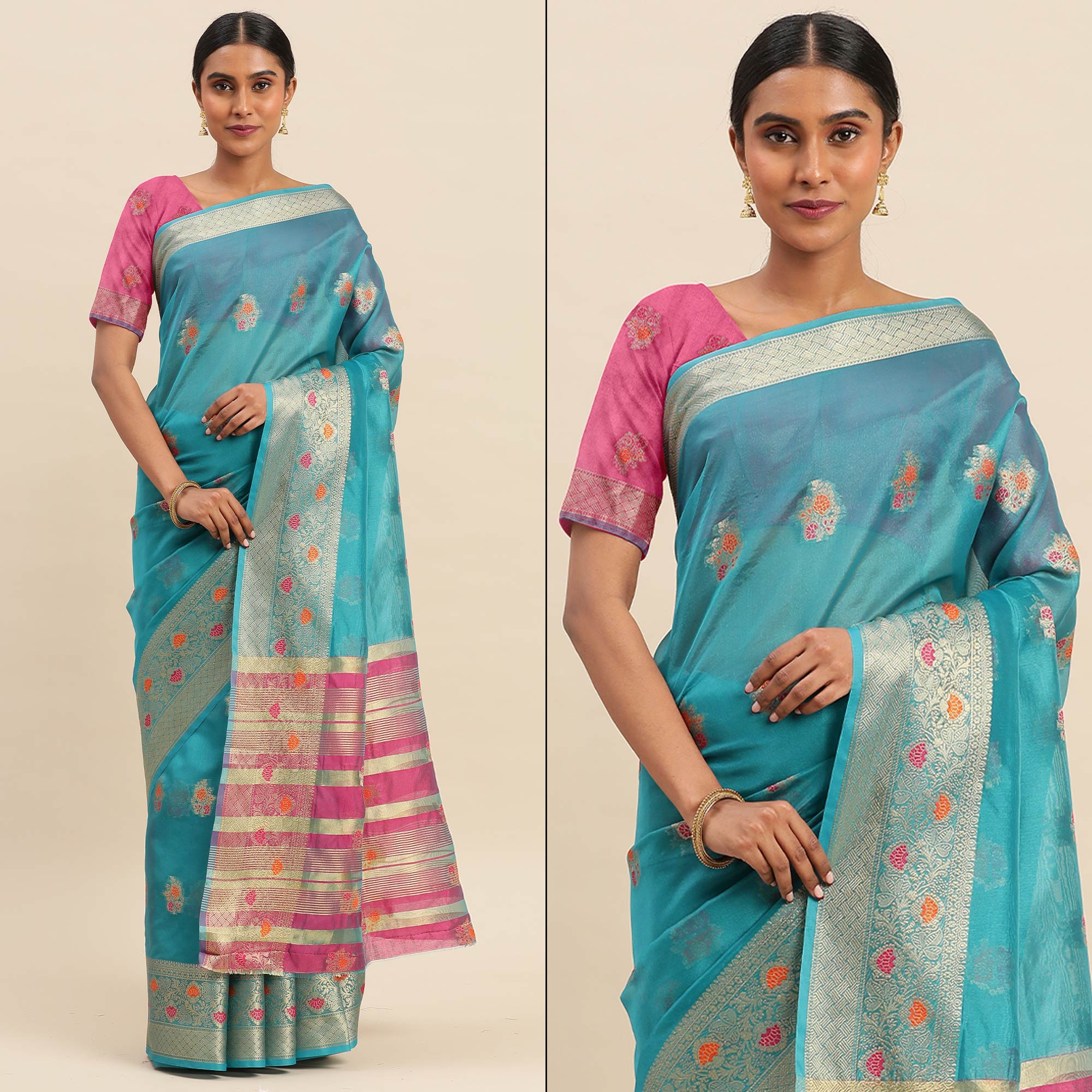 Rama Woven Organza Saree