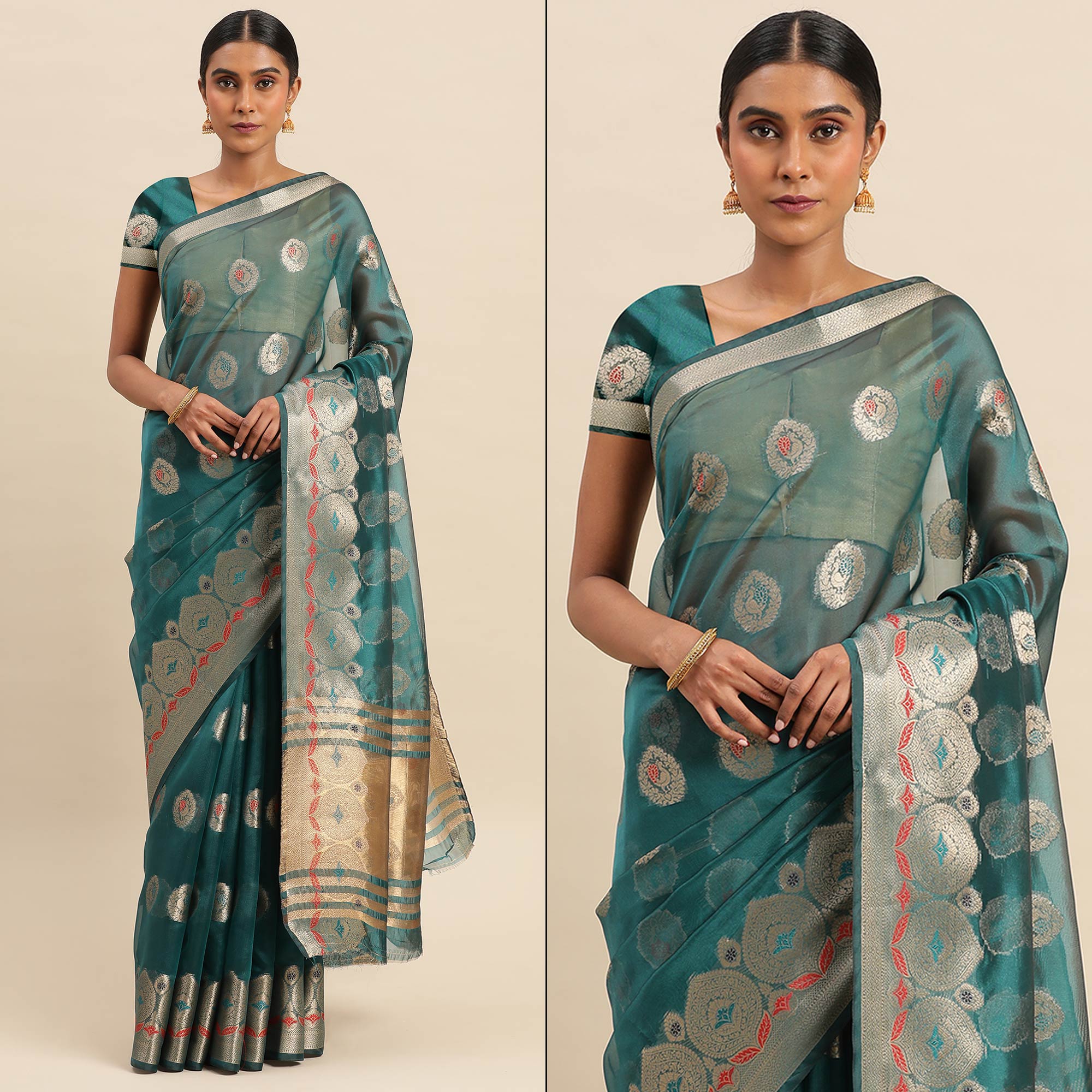Rama Woven Organza Saree