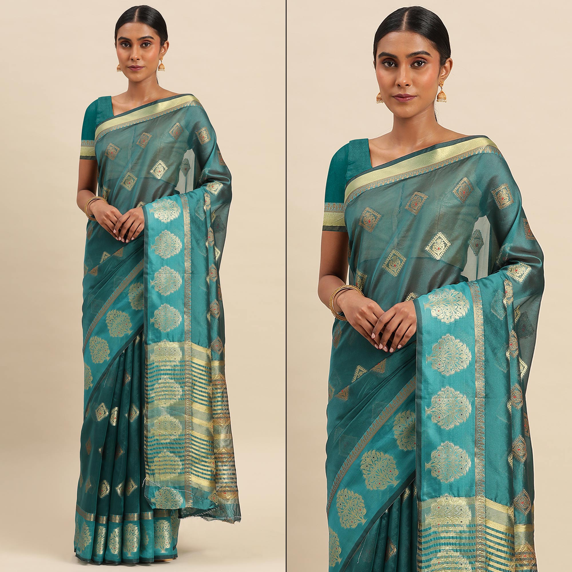 Rama Woven Organza Saree