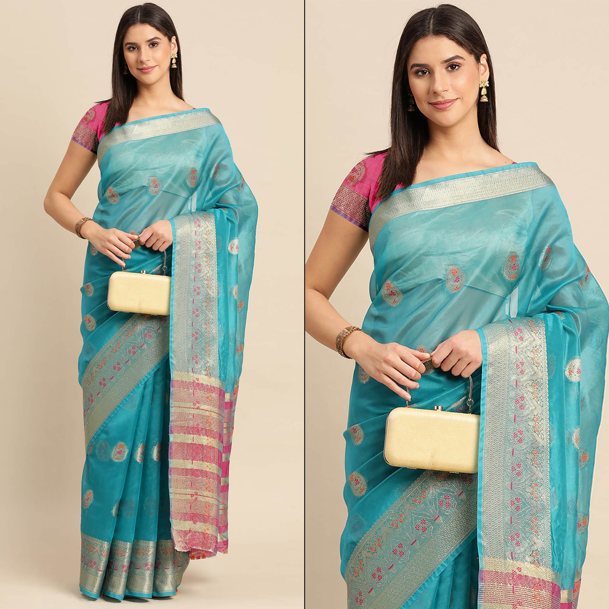 Rama Woven Organza Saree