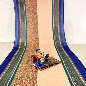 Beige Floral Digital Printed Linen Saree