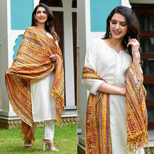 Off white Sequins Embroidered Chanderi Dress Material