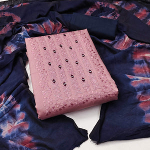 Mauve Floral Embroidered Viscose Dress Material