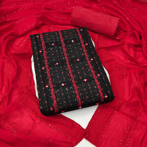 Black Woven Pure Cotton Dress Material