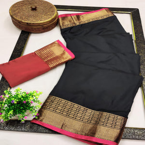 Black Woven Art Silk Saree