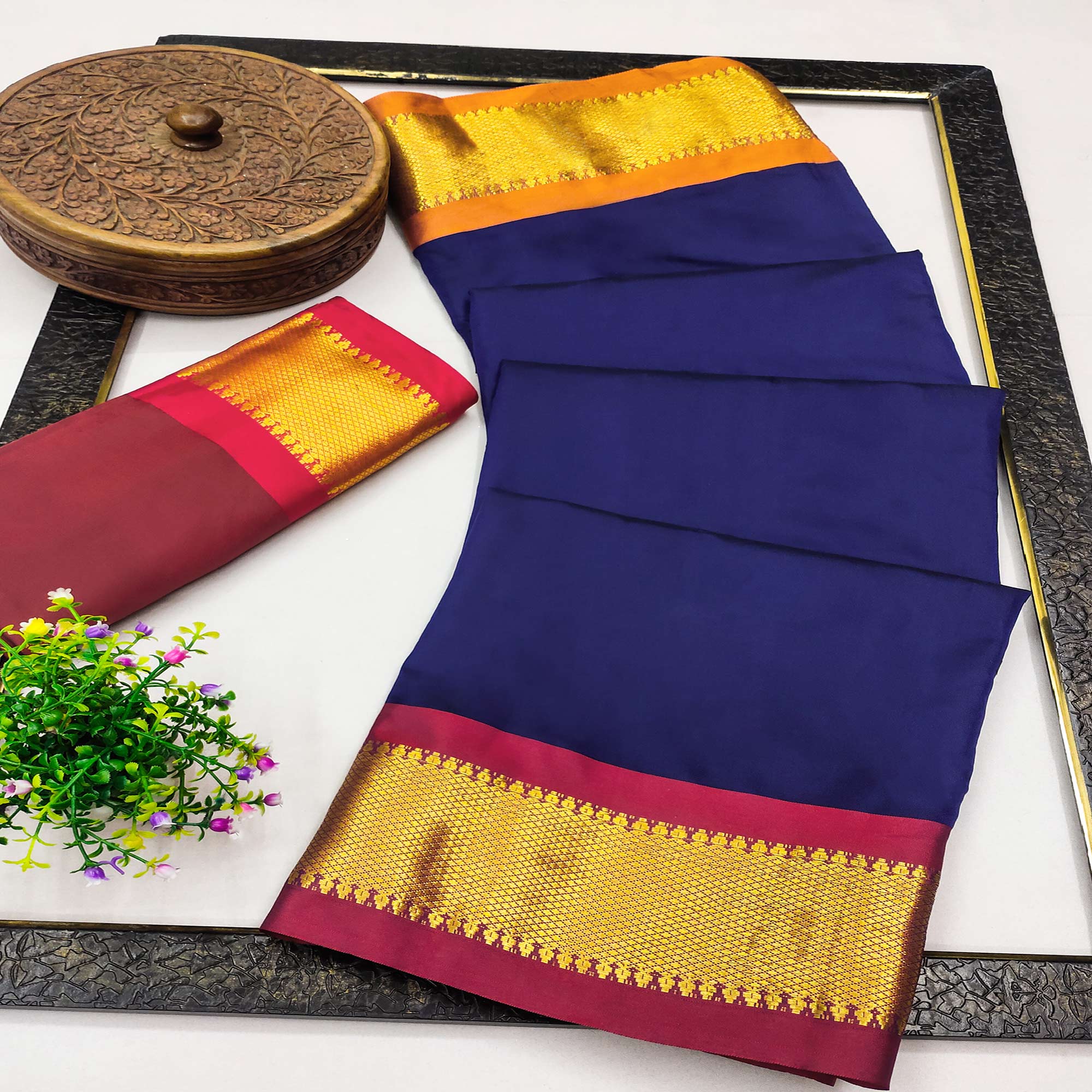 Blue Woven Art Silk Saree