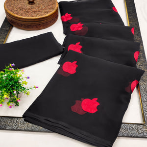 Black Embroidered Georgette Saree