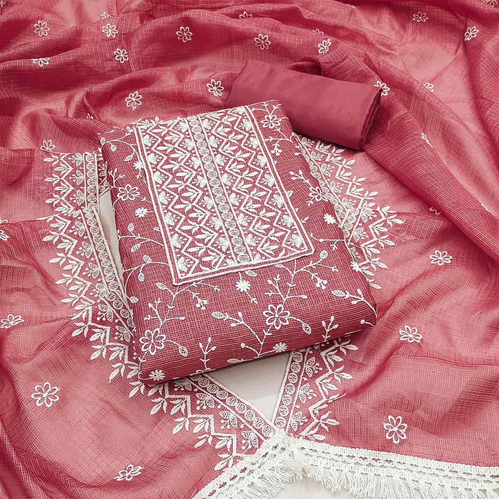 Peach - Elegant Gota Work Silk Kota Doria Kurta Set 06 main image 0