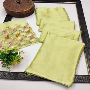 Green Solid Chiffon Saree