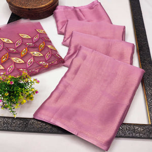 Pink Solid Chiffon Saree