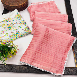 Peach Solid Woven Saree With Lace Border