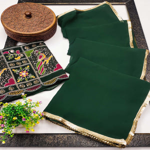 Green Solid Georgette Saree With Sequins Border