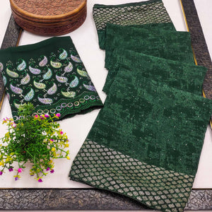 Green Abstract Printed Georgette Saree