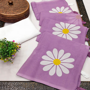 Light Violet Georgette Saree Featuring Delicate Floral Prints & Tassels Pallu