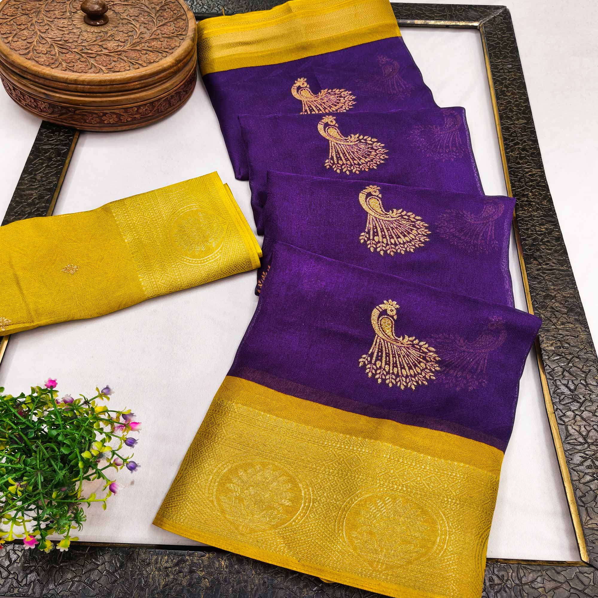 Festive Purple Dola Silk Saree Enhanced with Ornate Zari Weaving