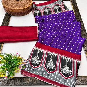Classic Violet Crepe Silk Saree Enhanced with Bandhani Work for Timeless Appeal