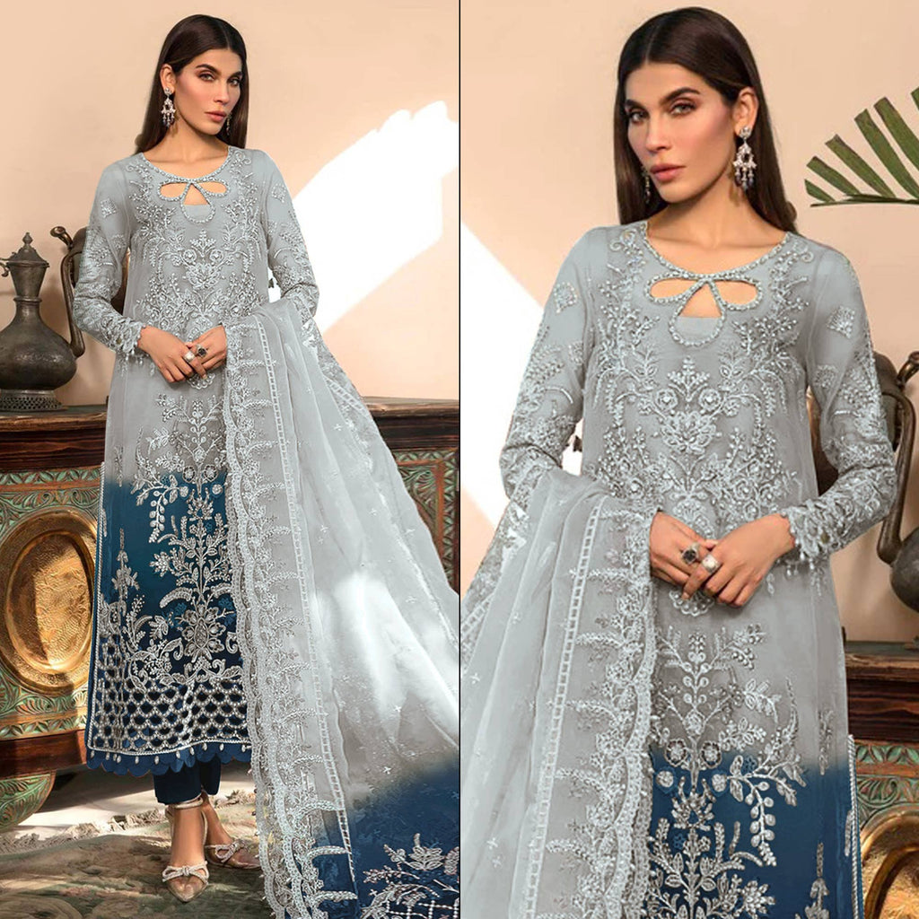 Embroidered Organza Semi Stitched Suit