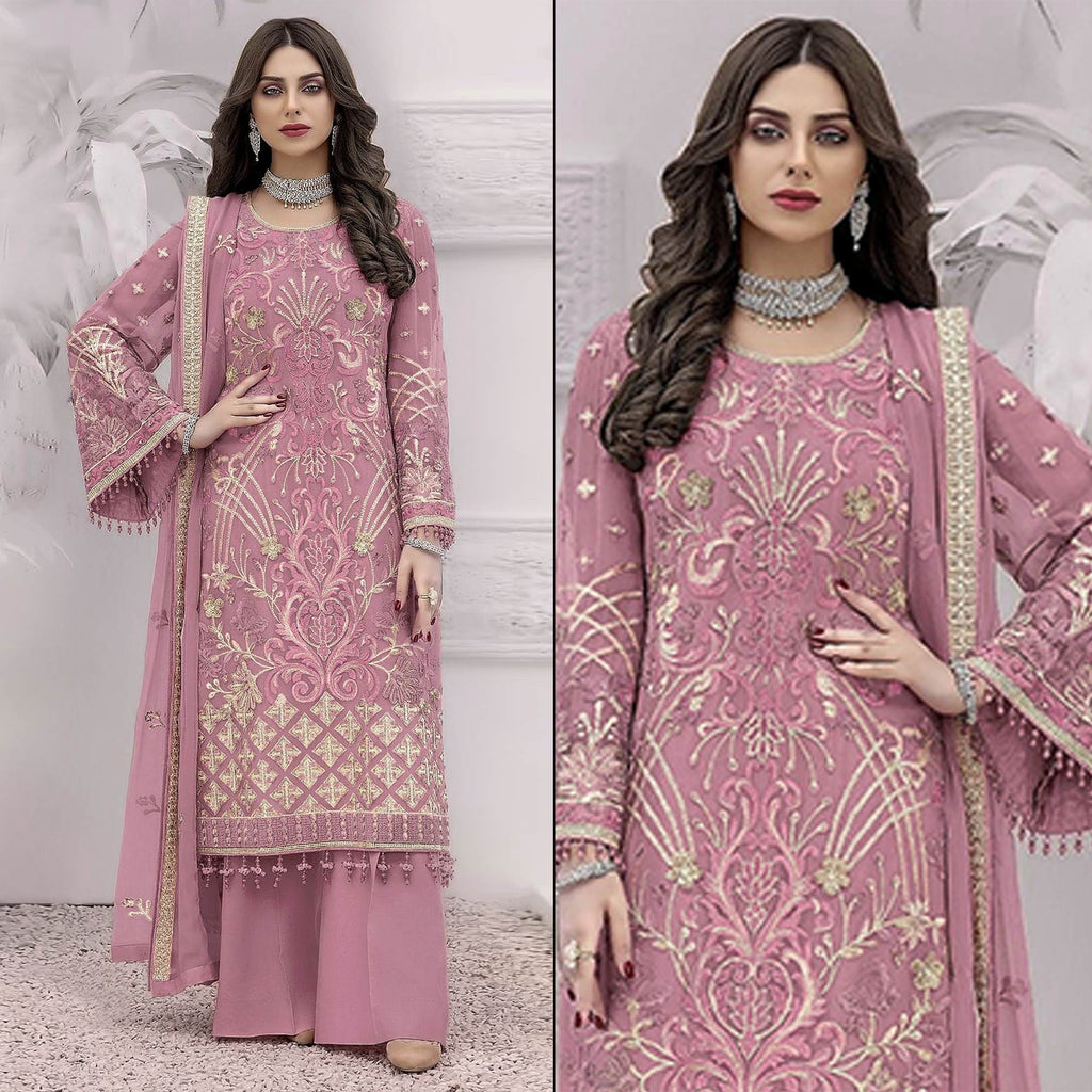 Georgette Salwar Salwar Suits Online Peachmode Pastel Pink Floral