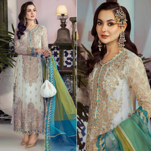 White Floral Embroidered Georgette Pakistani Suit