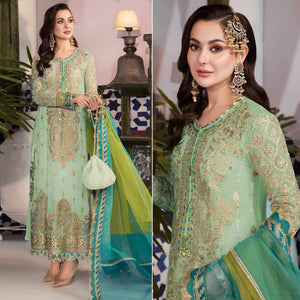 Green Floral Embroidered Georgette Pakistani Suit
