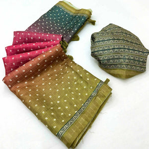 Vibrant Multicolor Maheshwari Cotton Silk Saree Featuring Classic Bandhani Prints