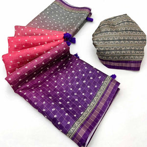Multicolor Bandhani Print Saree in Elegant Maheshwari Cotton Silk