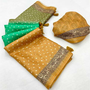 Multicolor Bandhani Printed Maheshwari Cotton Silk Saree for Festive Styling