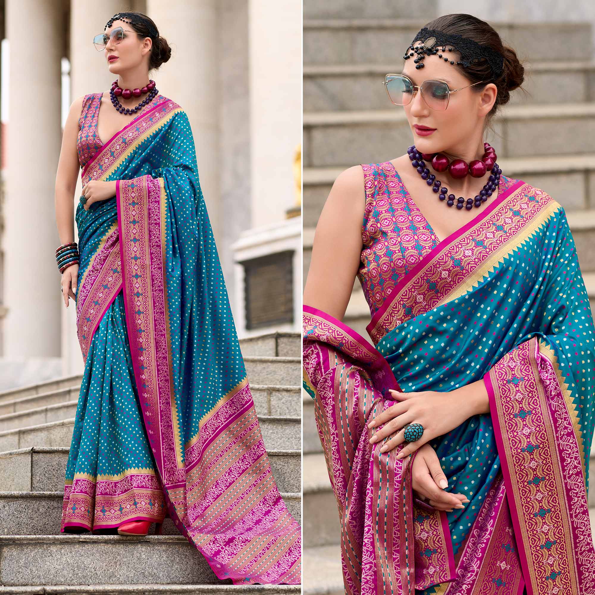 Teal Zari Woven Banarasi Silk Saree