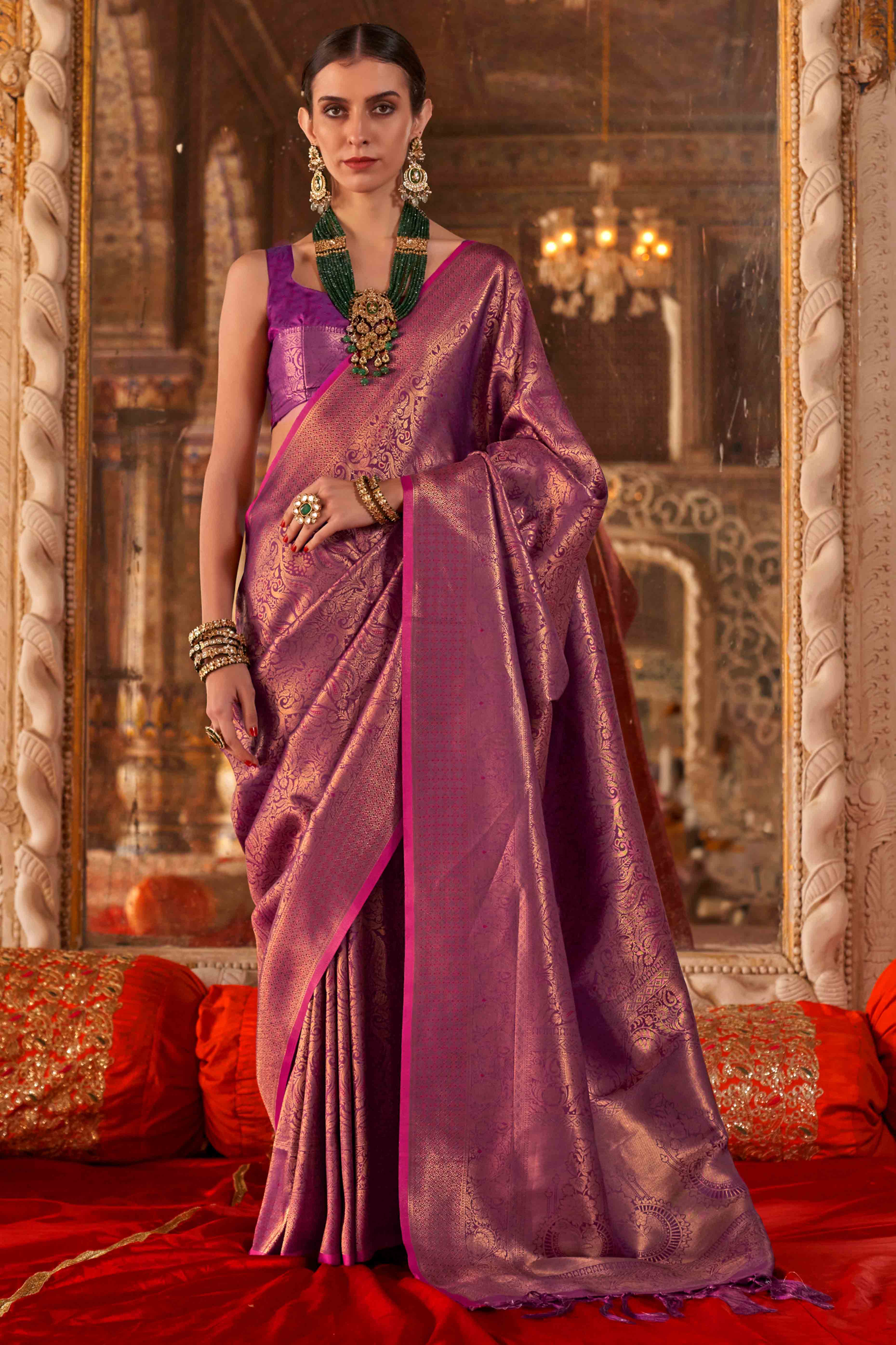 Purple Pure Look Banarasi Saree with Classic Zari Brocade Weaving