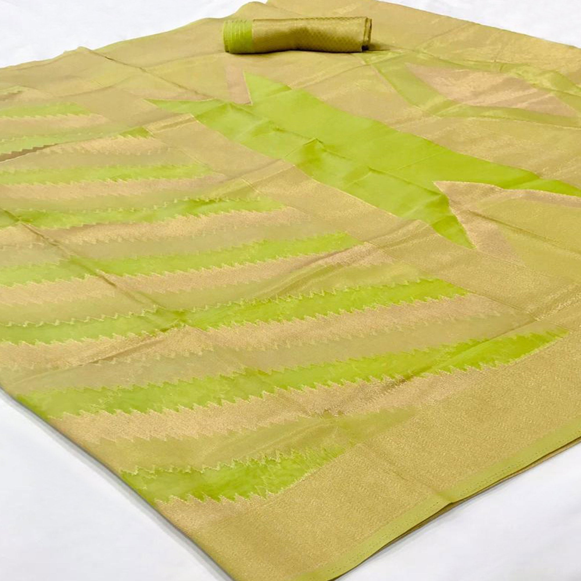 Green Woven Organza Saree