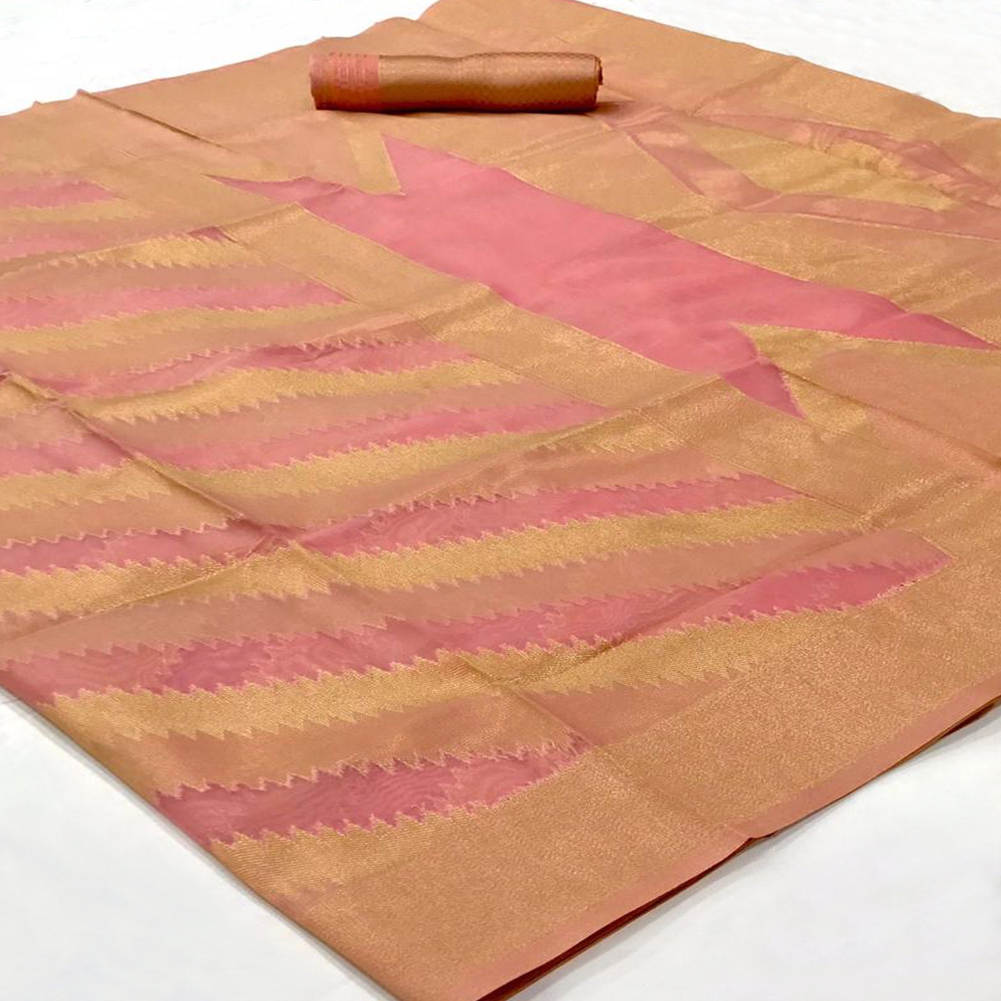 Pink Woven Organza Saree