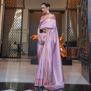 Purple Woven Art Silk Saree