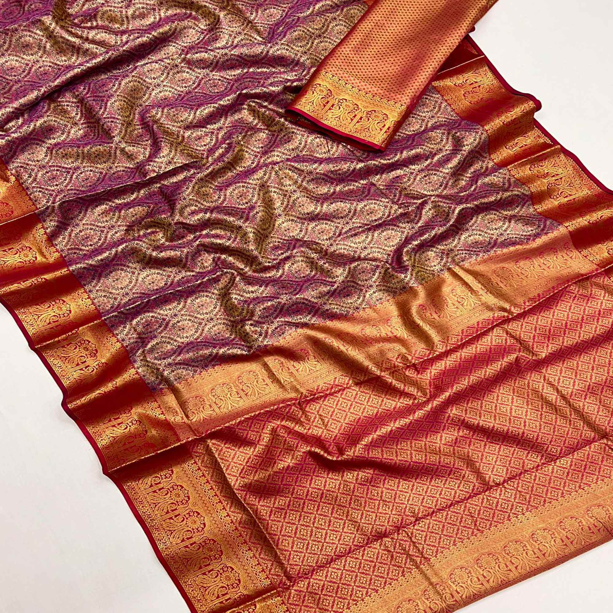 Purple Woven Art Silk Saree