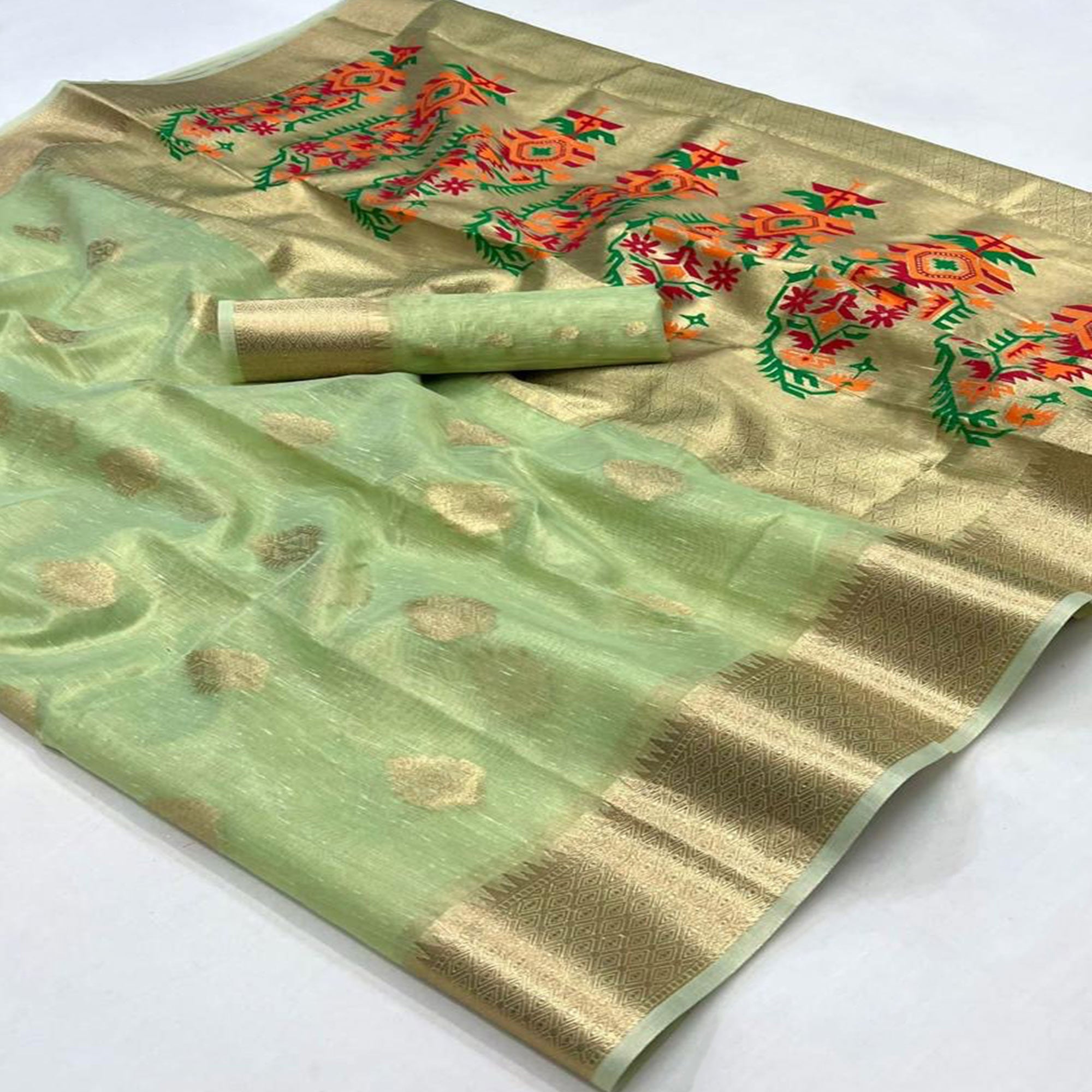 Green Woven Tissue Paithani Saree