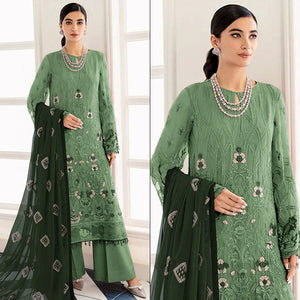 Green Embroidered Georgette Semi Stitched Pakistani Suit