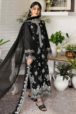Black Floral Embroidery Georgette Semi Stitched Pakistani Suit