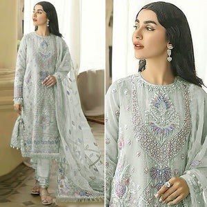 Green Floral Embroidered Georgette Semi Stitched Pakistani Suit