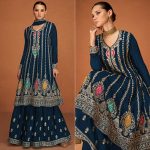 Morpich Floral Sequins Embroidered Georgette Sharara Suit