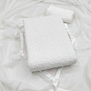 Stylish White Thread Embroidered With Sequins Work Georgette Dress Material For Ethnic Styling