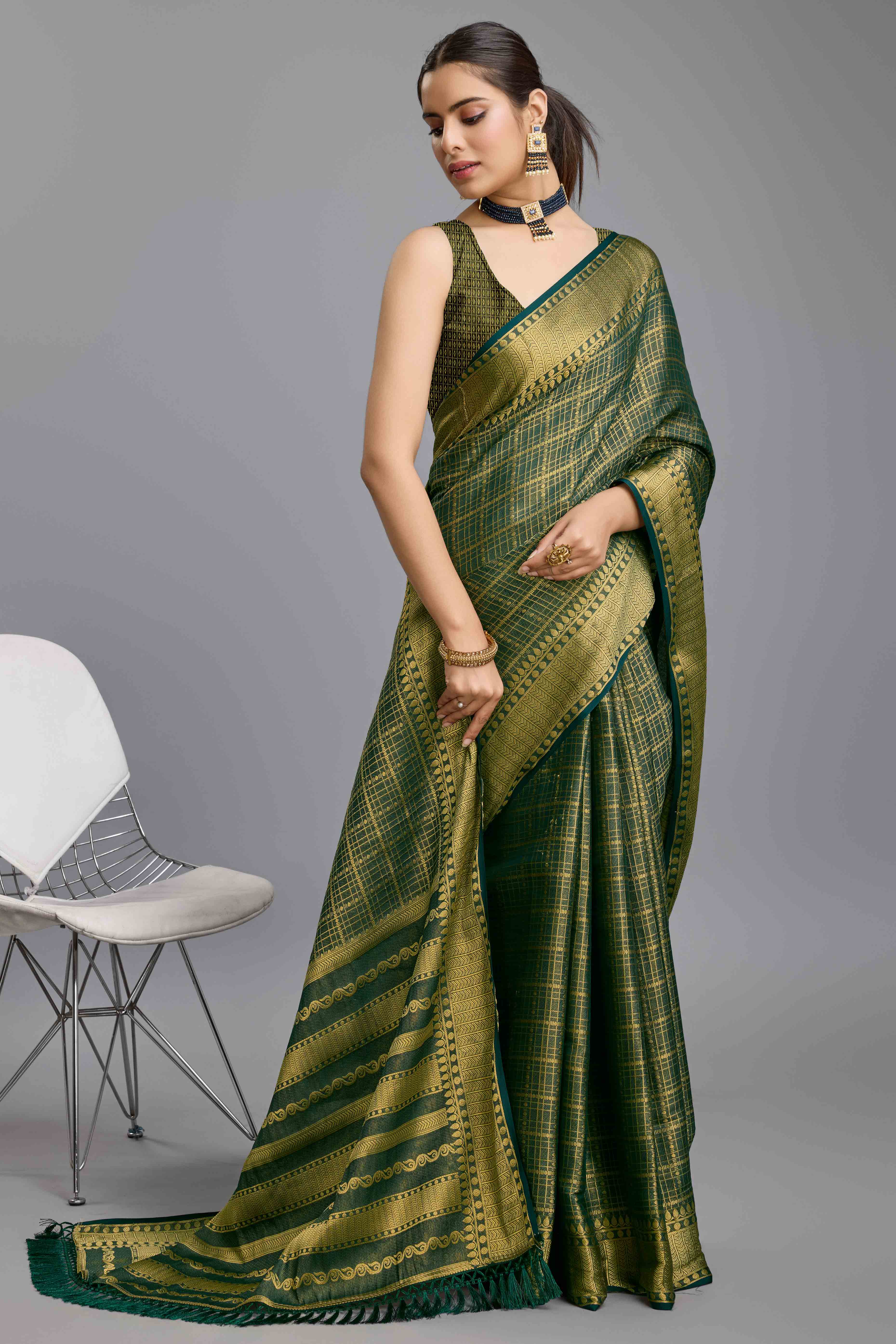 Green Brocade Zari Weaving Mysore Silk Saree