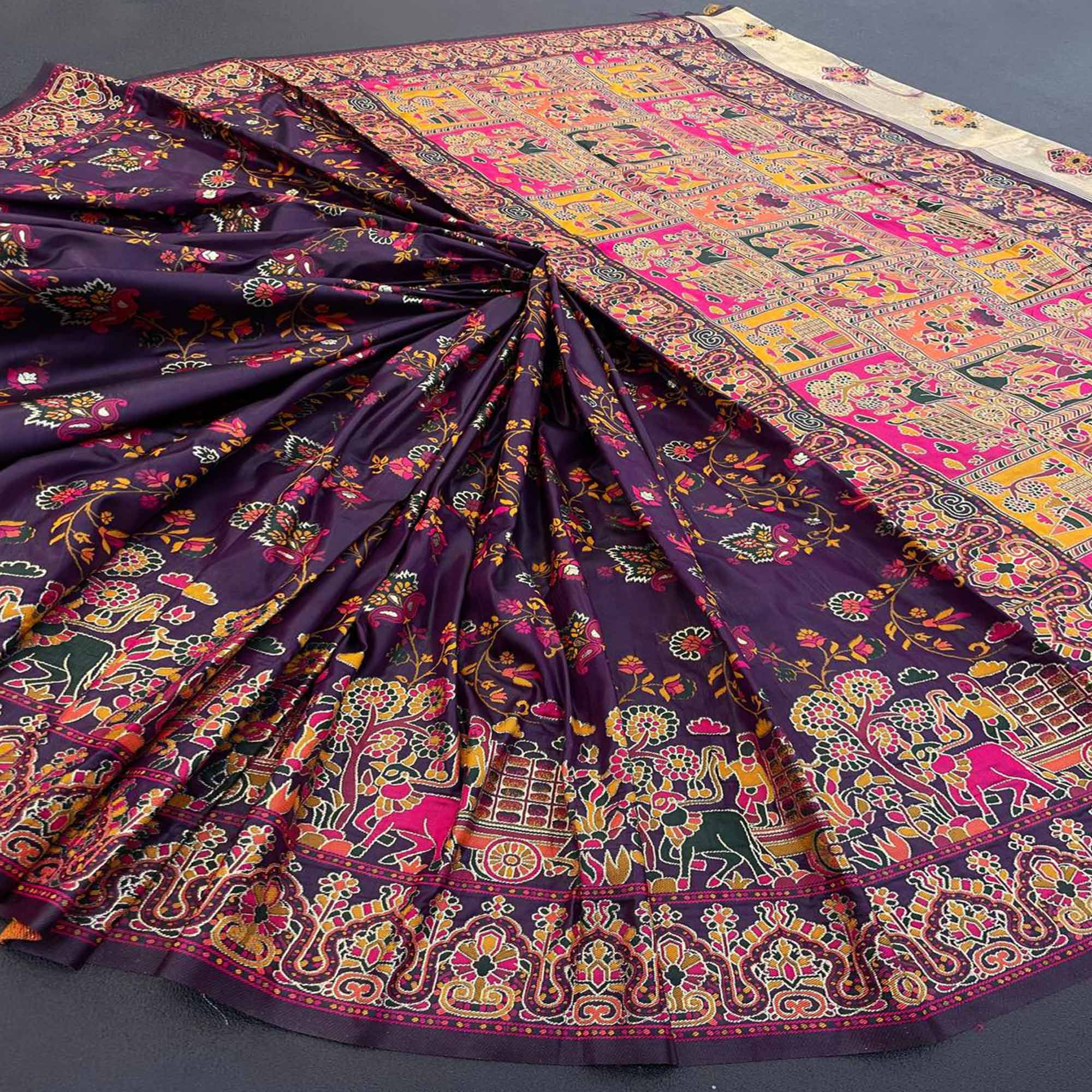 Royal Purple Pashmina Silk Saree with Rajwadi Zari Weaving