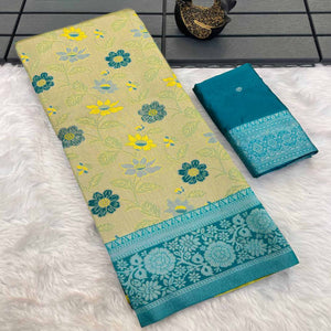 Light Green & Yellow Designer Tissue Saree with Zari Weaving