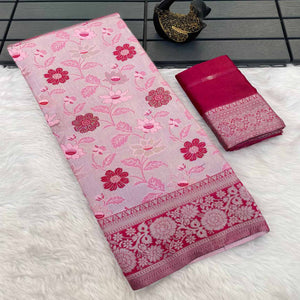 Pink Designer Tissue Saree with Zari Weaving