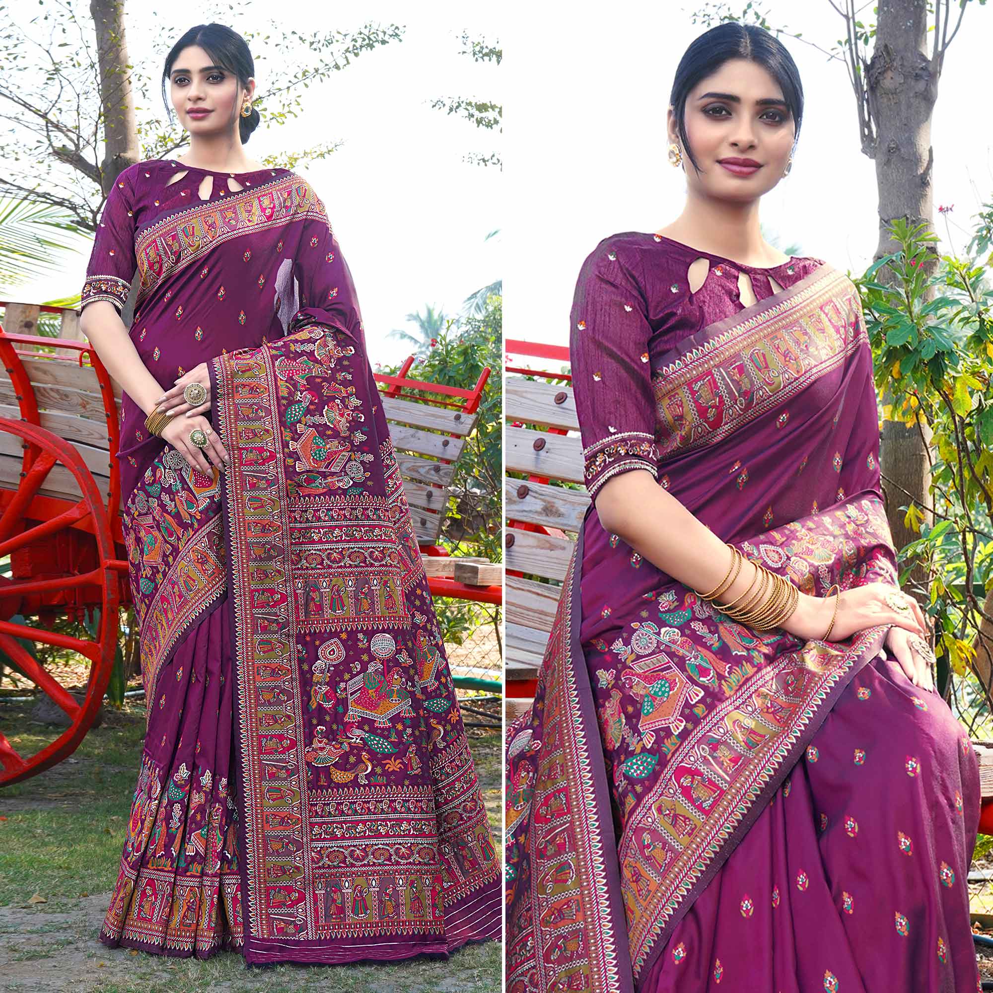 Purple Woven Pure Silk Saree