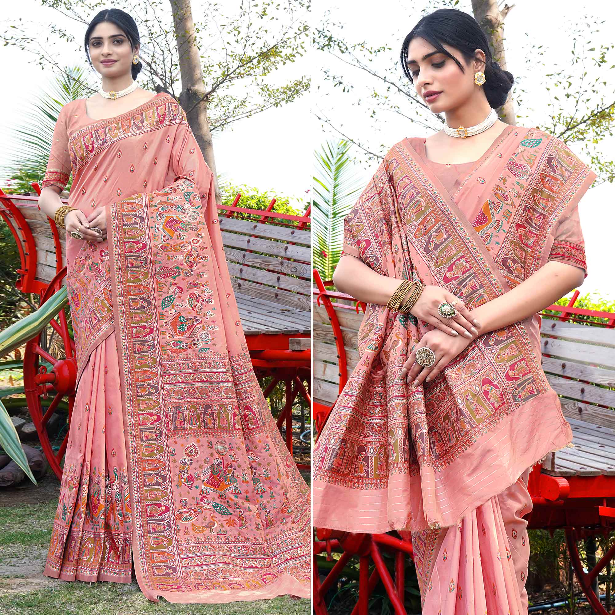 Pink Woven Pure Silk Saree