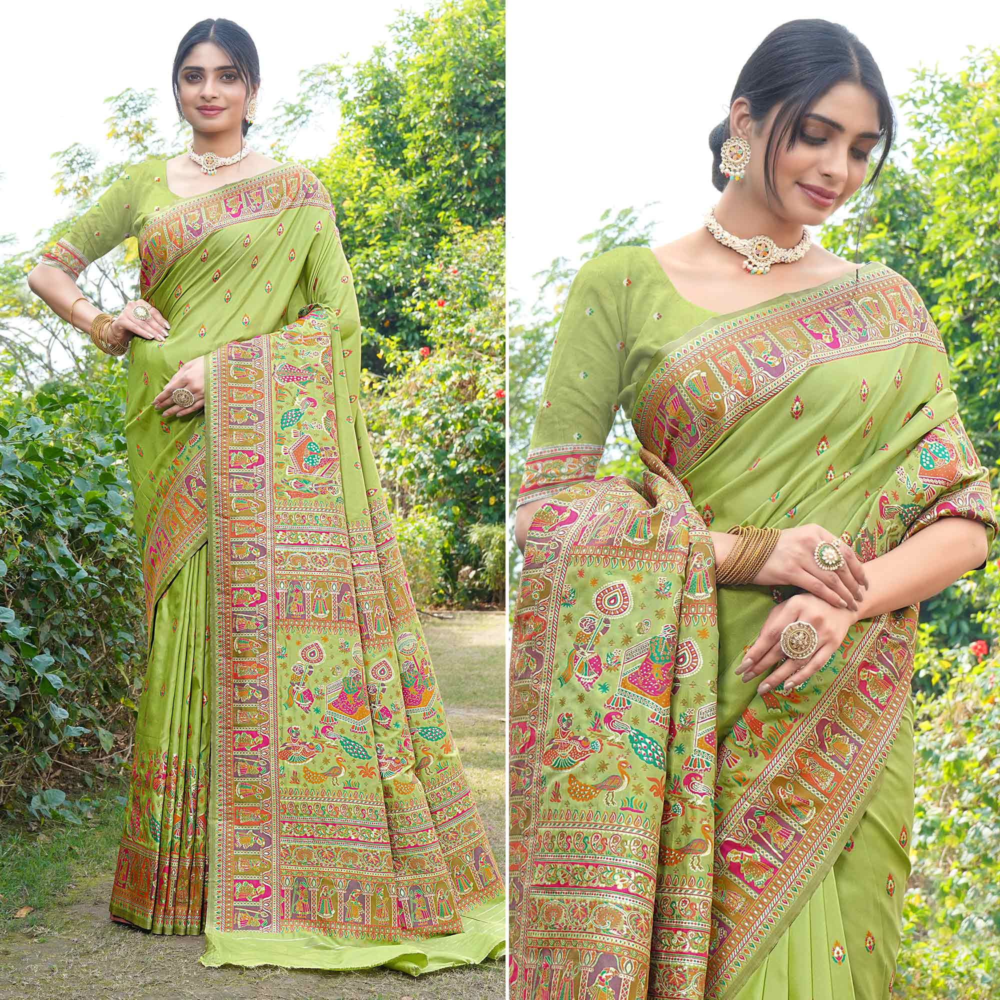 Green Woven Pure Silk Saree